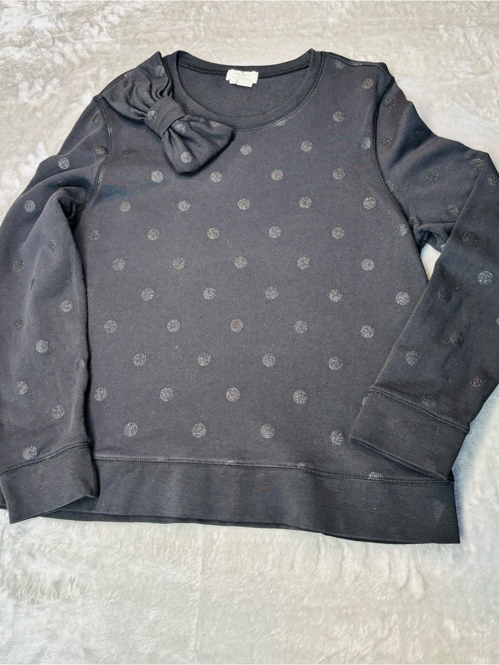 Kate Spade Black Glitter Polka Dot Bow Sweater
